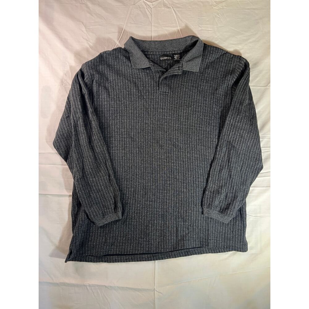 George grey long-sleeve striped polo shirt mens XL